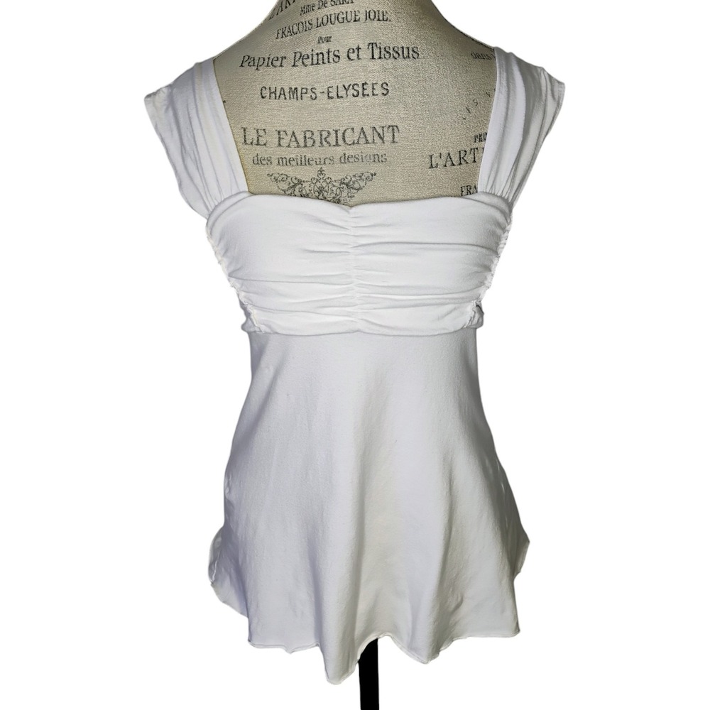 Y2K Bugle Boy Babydoll Top‎ Womens Large White Angel Coquette Soft Girl Fairy